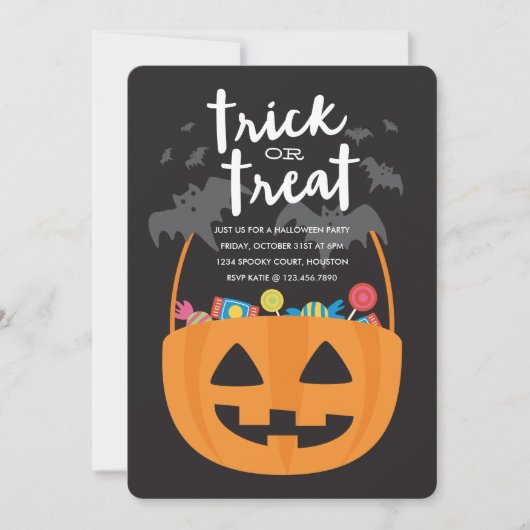 Sweets & Treats Halloween Invite Kaart (Voorkant)