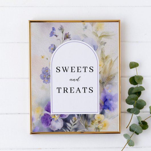Sweets & Treats rustieke Waterverf viooltjes teken Poster