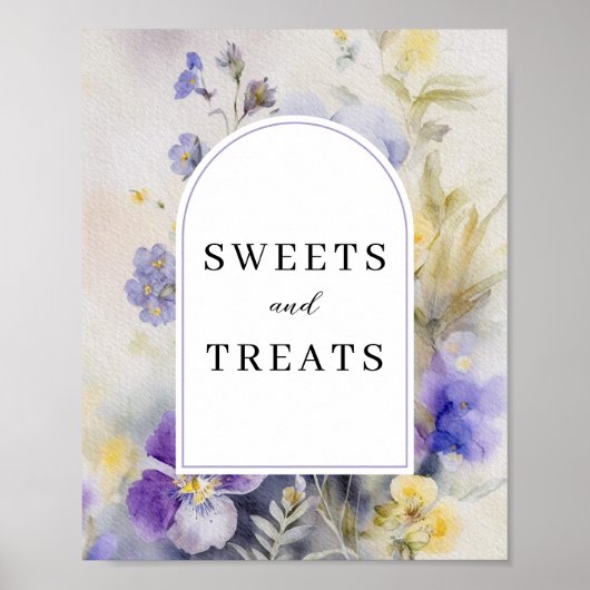 Sweets & Treats rustieke Waterverf viooltjes teken Poster (Voorkant)