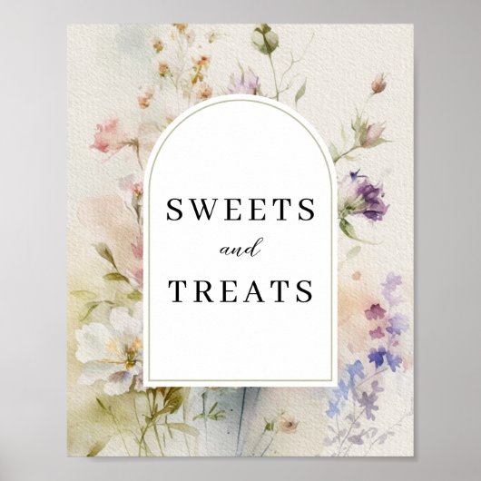 Sweets & Treats rustieke Waterverf Wildflower Sign Poster (Voorkant)