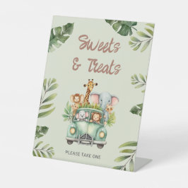 Sweets & Treats Wild One Safari Baby shower Reclamebord Met Voetstuk