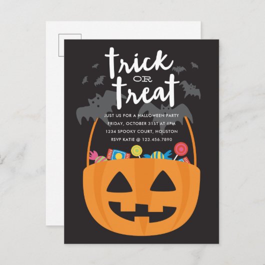 Sweets & Trees Halloween Invite Uitnodiging Briefkaart (Voorkant / Achterkant)