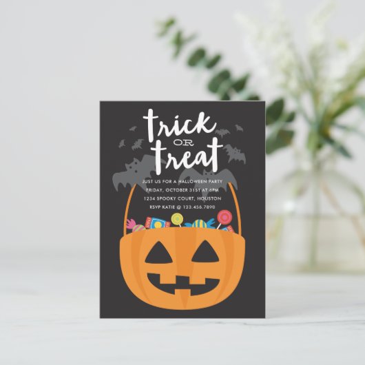 Sweets & Trees Halloween Invite Uitnodiging Briefkaart (Staand voorkant)