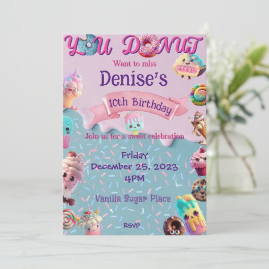 Sweet's Verjaardag Uitnodiging (Staand voorkant)