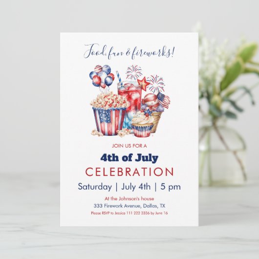 Sweets & Vuurwerk 4 juli Patriottische Partij Kaart (Staand voorkant)