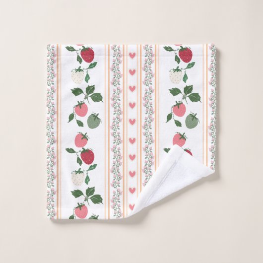 Sweety beautiful retro strawberry heart bad handdoek (Wasdoekje)