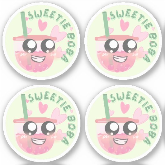 Sweety Boba - Pack van 4 Sticker (Voorkant)