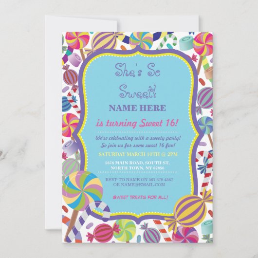 Sweety Dessert Snoep Sweet 16 of elke leeftijd Uit Kaart (Voorkant)