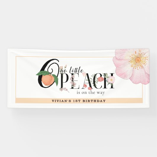 Sweety Little Peach 1e verjaardag Welkom Spandoek (Horizontaal)