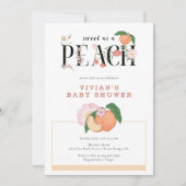 Sweety Little Peach & Floral Baby shower Kaart (Voorkant)