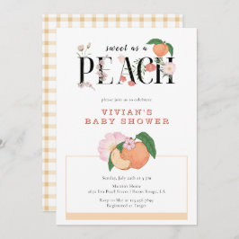 Sweety Little Peach & Floral Baby shower Kaart