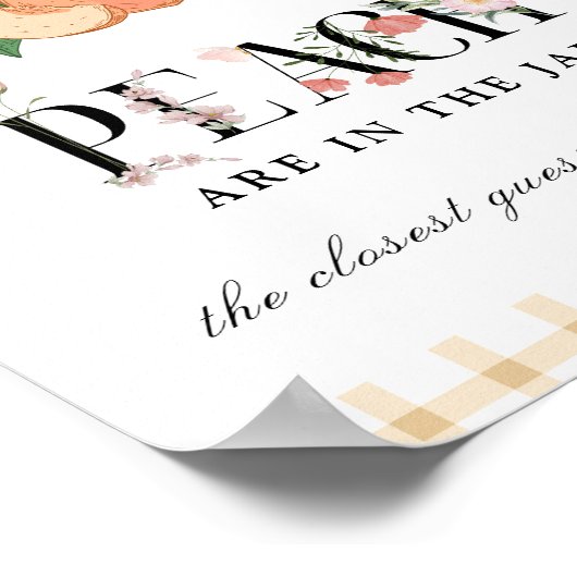 Sweety Little Peach Hoeveel Game Baby shower Poster (Hoek)