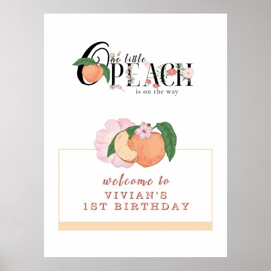 Sweety Little Peach Verjaardag Welkom Poster (Voorkant)