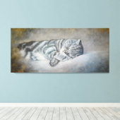 Sweety Sleeping Cat - olieverfschilderij van Lukia Canvas Afdruk (Insitu (Houten vloer))