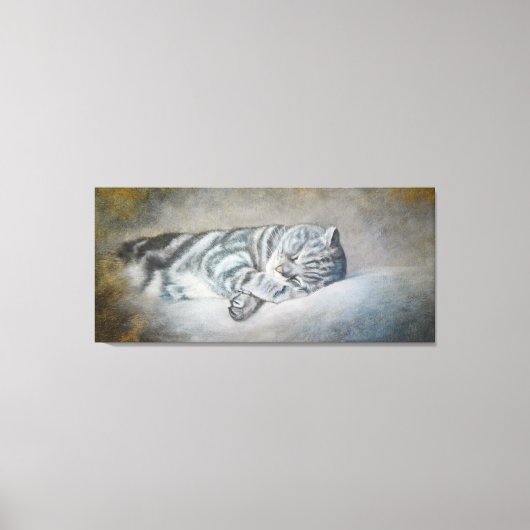 Sweety Sleeping Cat - olieverfschilderij van Lukia Canvas Afdruk (Voorkant)