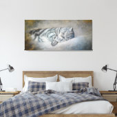 Sweety Sleeping Cat - olieverfschilderij van Lukia Canvas Afdruk (Insitu (Slaapkamer))