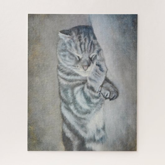 Sweety Sleeping Cat - olieverfschilderij van Lukia Legpuzzel (Verticaal)