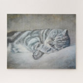 Sweety Sleeping Cat - olieverfschilderij van Lukia Legpuzzel (Horizontaal)