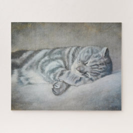 Sweety Sleeping Cat - olieverfschilderij van Lukia Legpuzzel