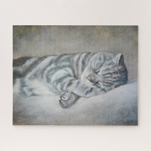 Sweety Sleeping Cat - olieverfschilderij van Lukia Legpuzzel