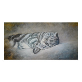 Sweety Sleeping Cat - olieverfschilderij van Lukia Perfect Poster