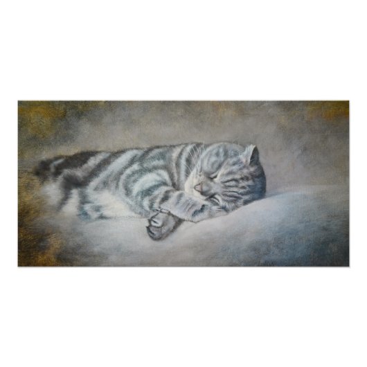 Sweety Sleeping Cat - olieverfschilderij van Lukia Perfect Poster (Voorkant)