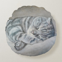 Sweety Sleeping Cat Pillow Rond Kussen