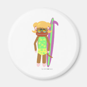 Swell Surfer Sock Monkey Girl Magneet