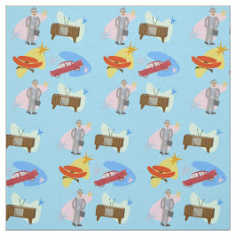 Swellsville Retro Swanky Sixties Cartoon Pattern Stof