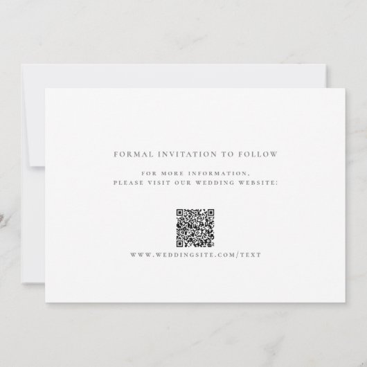 Swept Letters Mooi Save the Date met QRCode Kaart (Achterkant)