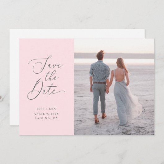 Swept Letters Mooi Save the Date met QRCode Kaart (Voorkant / Achterkant)