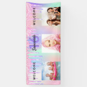 Swer 16 roze paarse glitter druppelt foto welkom spandoek (Verticaal)