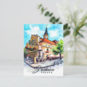 Swidnica Polen Waterverf Schilderij Reizen Briefkaart (Staand voorkant)