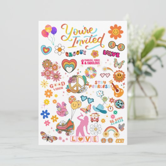 SWIFT EN GROOVY PARTY UITNODIGING KAARTEN (Staand voorkant)