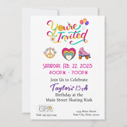 SWIFT EN GROOVY PARTY UITNODIGING KAARTEN (Achterkant)