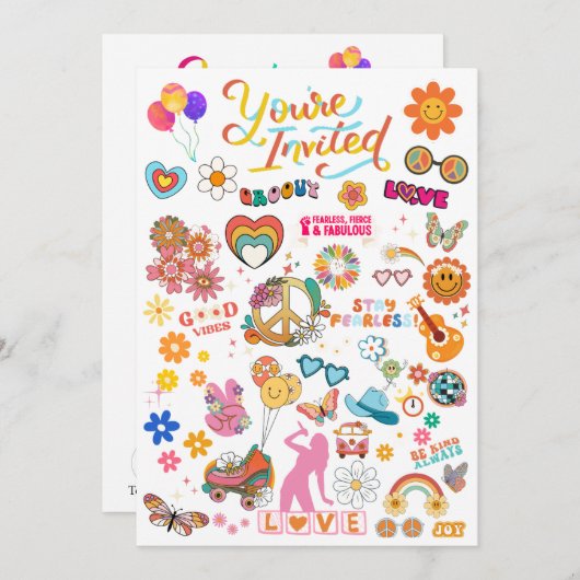 SWIFT EN GROOVY PARTY UITNODIGING KAARTEN (Voorkant / Achterkant)