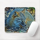 Swift Fox Asleep op Leaves Wildlife Mousepad Muismat (Met muis)