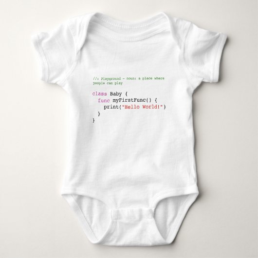 Swift Hello World Baby Jersey Body, Vit Romper (Voorkant)