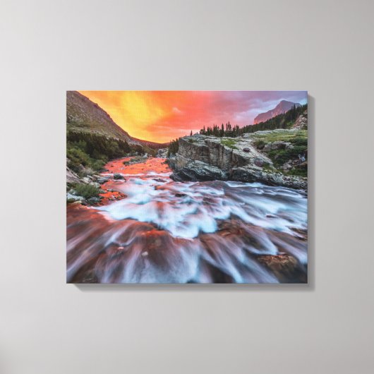 Swiftcurrent Falls | Glacier National Park Montana Canvas Afdruk (Voorkant)