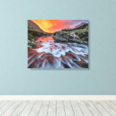 Swiftcurrent Falls | Glacier National Park Montana Canvas Afdruk (Insitu (Houten vloer))