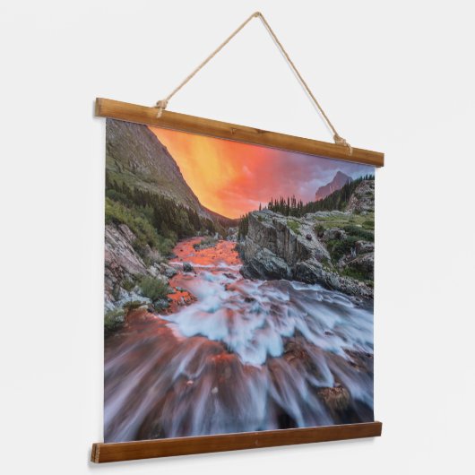 Swiftcurrent Herfsten | Nationaal park Glacier Mon Hangend Wandkleed (Gebogen)