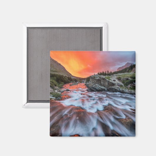 Swiftcurrent Herfsten | Nationaal park Glacier Mon Magneet (Voorkant / Achterkant)