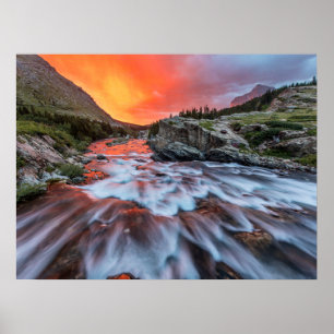 Swiftcurrent Herfsten Nationaal park Glacier Mon Poster