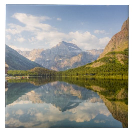Swiftcurrent Lake met Many Glacier hotel en Tegeltje (Voorkant)