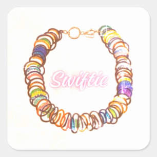 Swiftie-kralen – Concept van een polsband met stad Vierkante Sticker