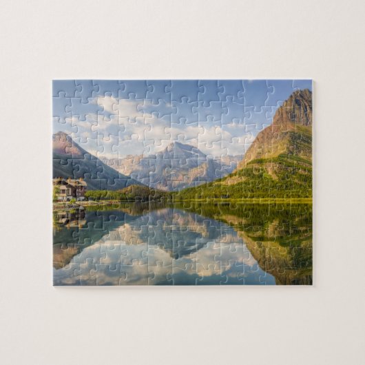 Swiftstroom Lake met veel Glacier hotel en Legpuzzel (Horizontaal)