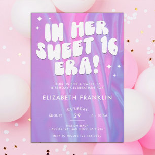 Swifty Roze en Paarse Satijn Sweet 16 Era Verjaard Kaart