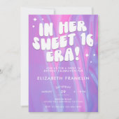 Swifty Roze en Paarse Satijn Sweet 16 Era Verjaard Kaart (Voorkant)