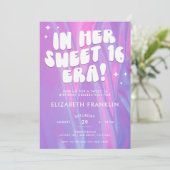 Swifty Roze en Paarse Satijn Sweet 16 Era Verjaard Kaart (Staand voorkant)