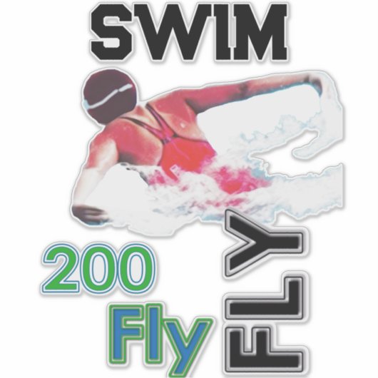 Swim - 200 vliegen sticker (Voorkant)